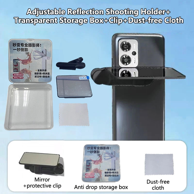 Sky Mirror Mobile Phone Reflection  Clip Adjustable Angle Mirror Clip Outdoor Travel Phone Reflector  Artifact
