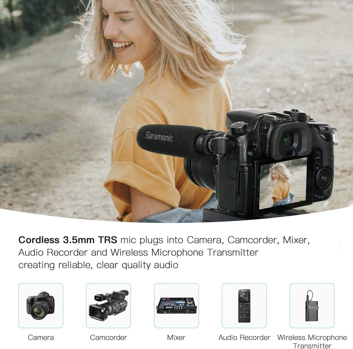 Saramonic SmartMic5 Mini Condenser Plug and Play Microphone for iPhone Android PC Computer DSLR Cameras Streaming YouTube Vlog