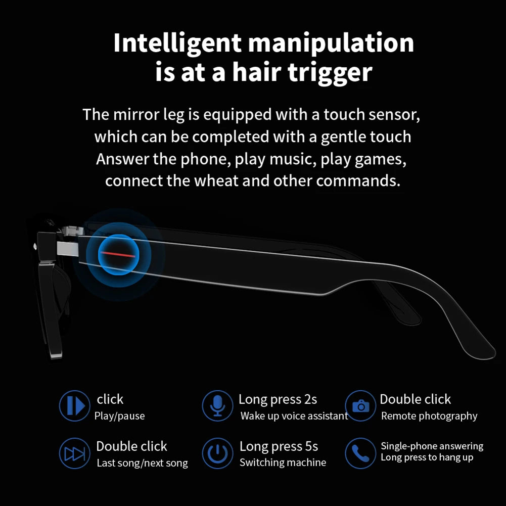 2026 Ultra Light  AI Smart Glasses AI Translation BT Call Voice Assistant Control Real-time Translation Bluetooth Music Sunglass