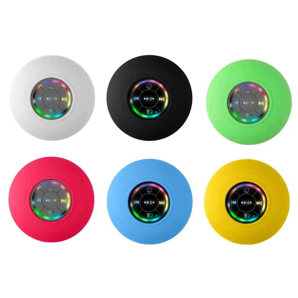 Bathroom Waterproof Bluetooth Speaker with RGB LED Light Mini Outdoor Travel Portable Wireless Shower Suction Cup Speakers