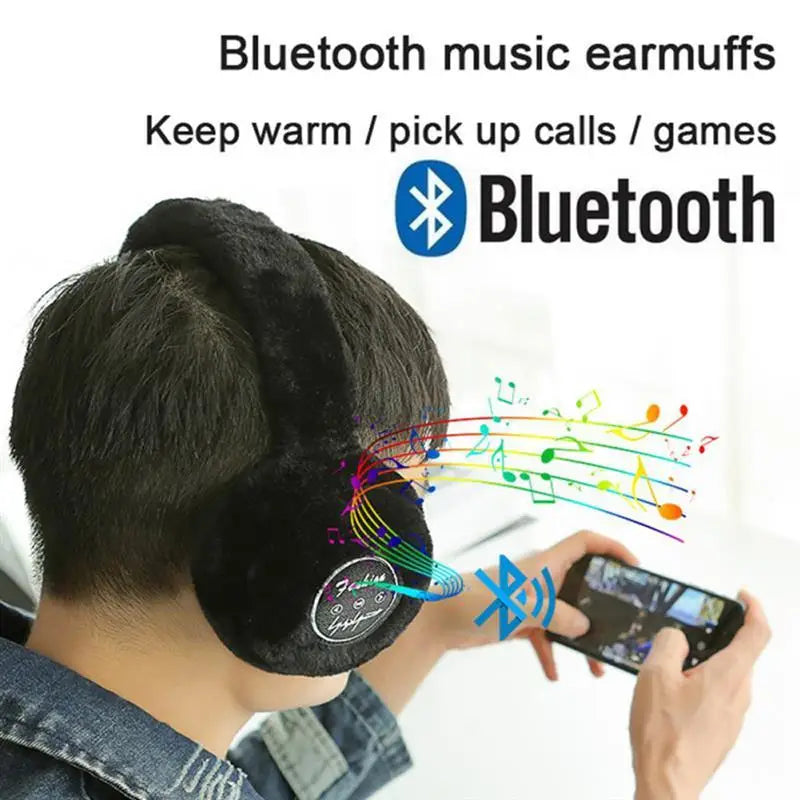 Winter Outdoor Plush Earmuffs Bluetooth Wireless Cute Warm Fur Headphones Earphones Solid Color Stereo Wireless Headset