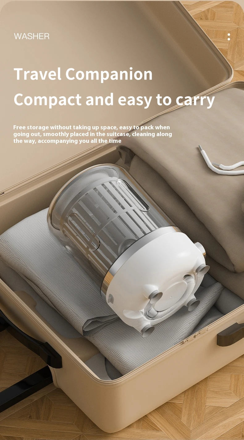 Mini turbo washing machine 3L fully automatic small USB charging portable sock and underwear specific washing machine.