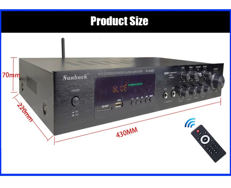 110/220V 2000W Bluetooth 5.0 Audio Power Amplifier Home Theater Amplifiers amplificador Audio Support FM USB with Remote Control
