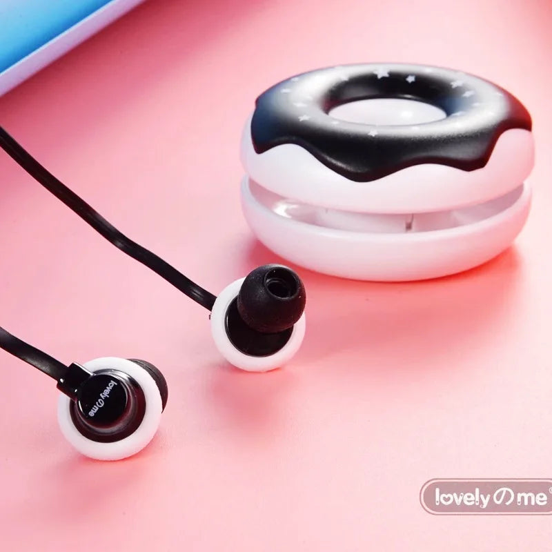  Q17 Macaron Donut Wired Earphones: Cute Cartoon Design & Clear Mic 