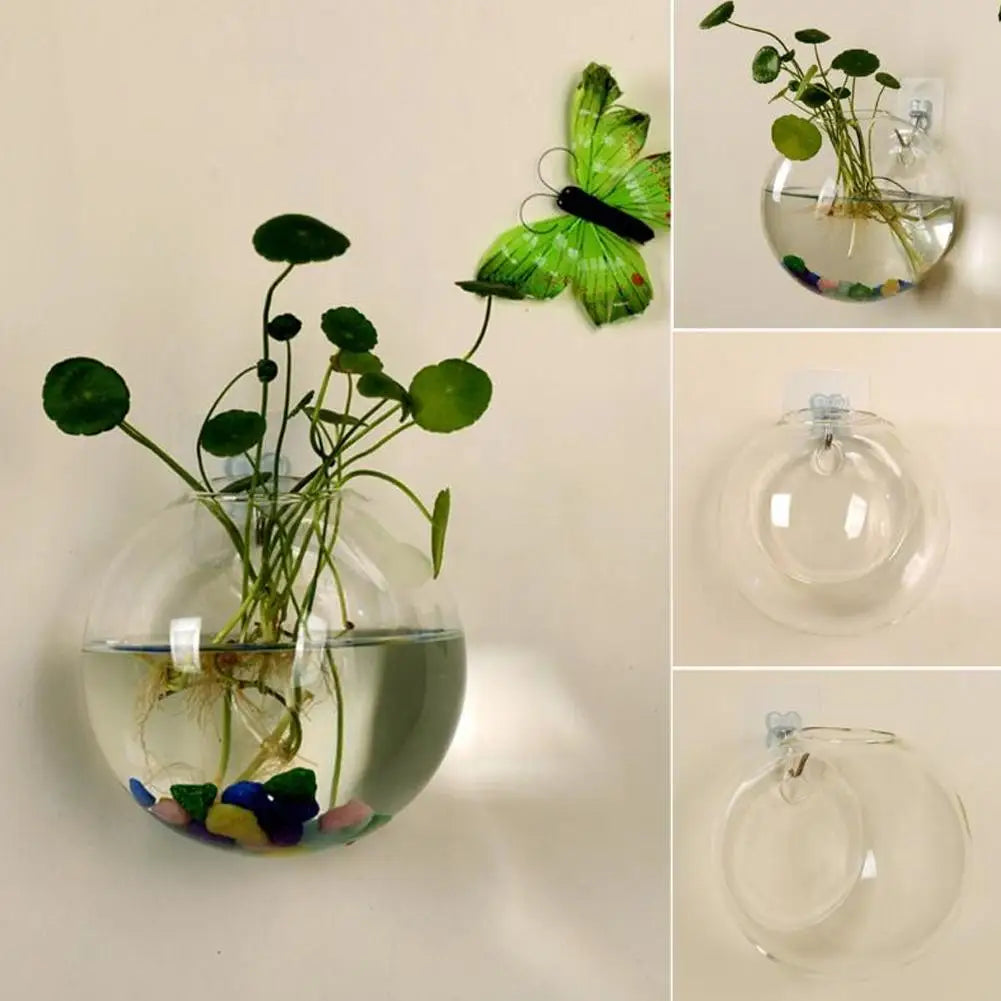 Wall Mounted Hydroponic Vase Betta Fish Tank Creative Acrylic Planter For Home Office Wall Decoration Space Saving Tools