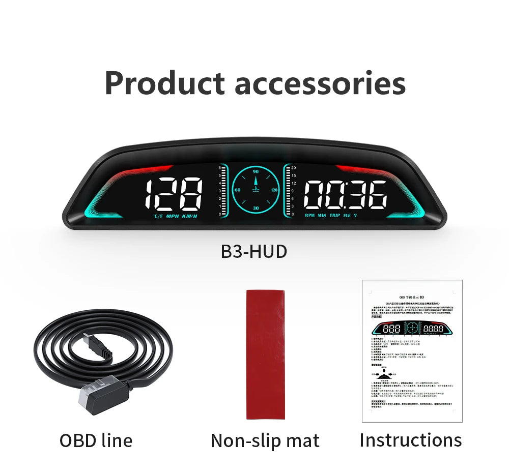 Car OBD/GPS B3 G3 Head Up Display Digital Speedometer Multifunctional HUD Display With Alarm Function Car Auto Accessories