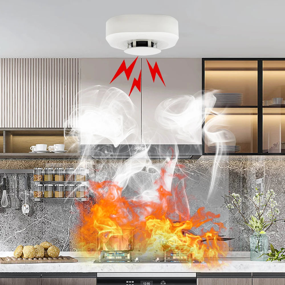 Tuya Smart Zigbee / Wifi Smoke Detector Smart Fire Fire Protection Home Security Alarm Sound Light Alarm APP Control
