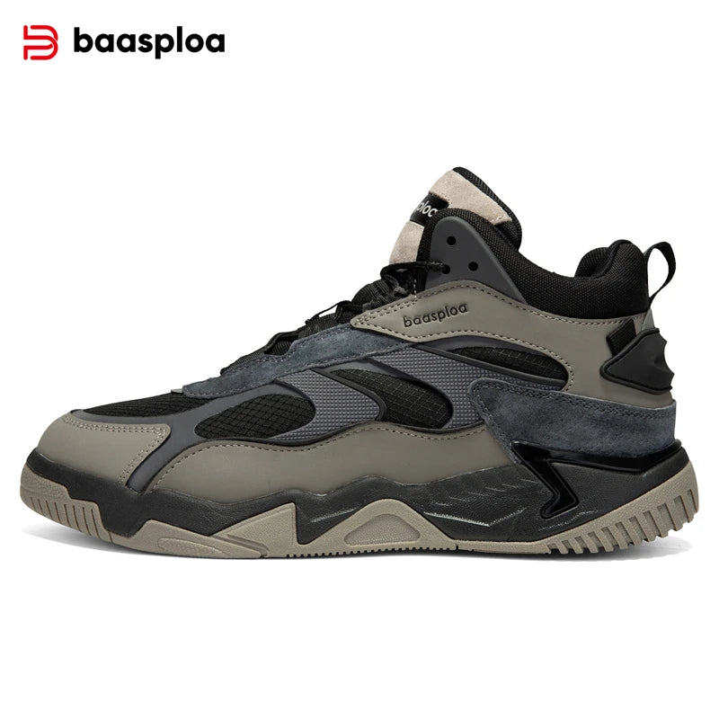 Baasploa Winter Men Shoes Fashion Plush Warm Waterproof Leather Sports Shoes Male Casual Outdoor Non-Slip Lace up Walking Shoes