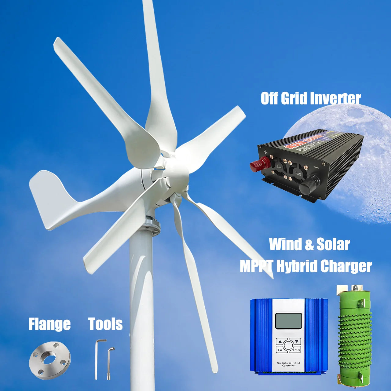 2000W 3000W Windmill Wind Turbine Generator Complete Power Supply System Kit Electric Generator Free Energy Home Appliance
