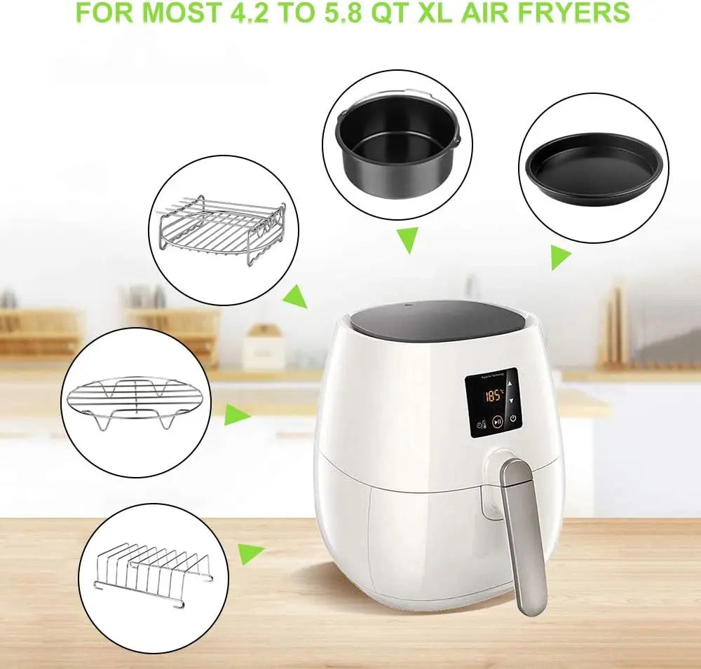 Air Fryer Accessory Set - 12 Pieces Compatible With 4, 4.2, 5, 5.5, 5.8 QT Gowise, Cosori, Phis, Ninja, Cozyna Air Fryers