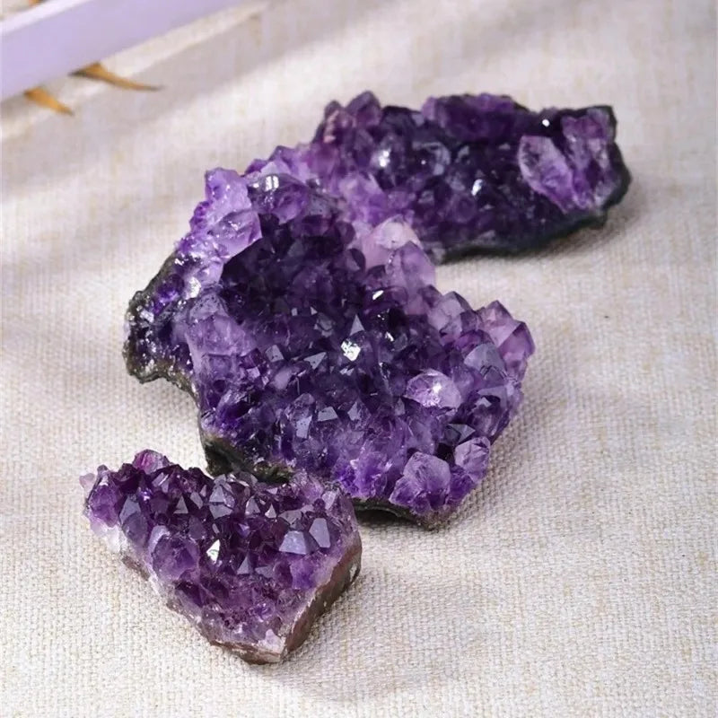 Natural Raw Purple Brazilian Amethyst Quartz Crystal Cluster Druzy Geode Healing Stones Specimen Home Decoration Crafts Ornament