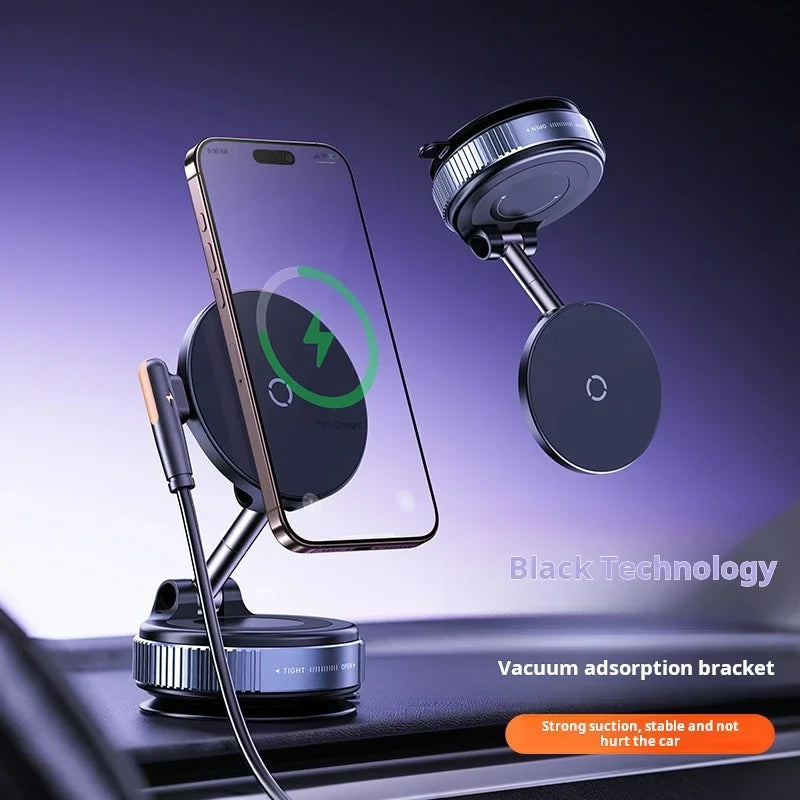 15W Magnetic Wireless Car Charger Mount 360° Rotatable, Zinc Alloy & Vacuum Suction Phone Holder for Car Mount Charger