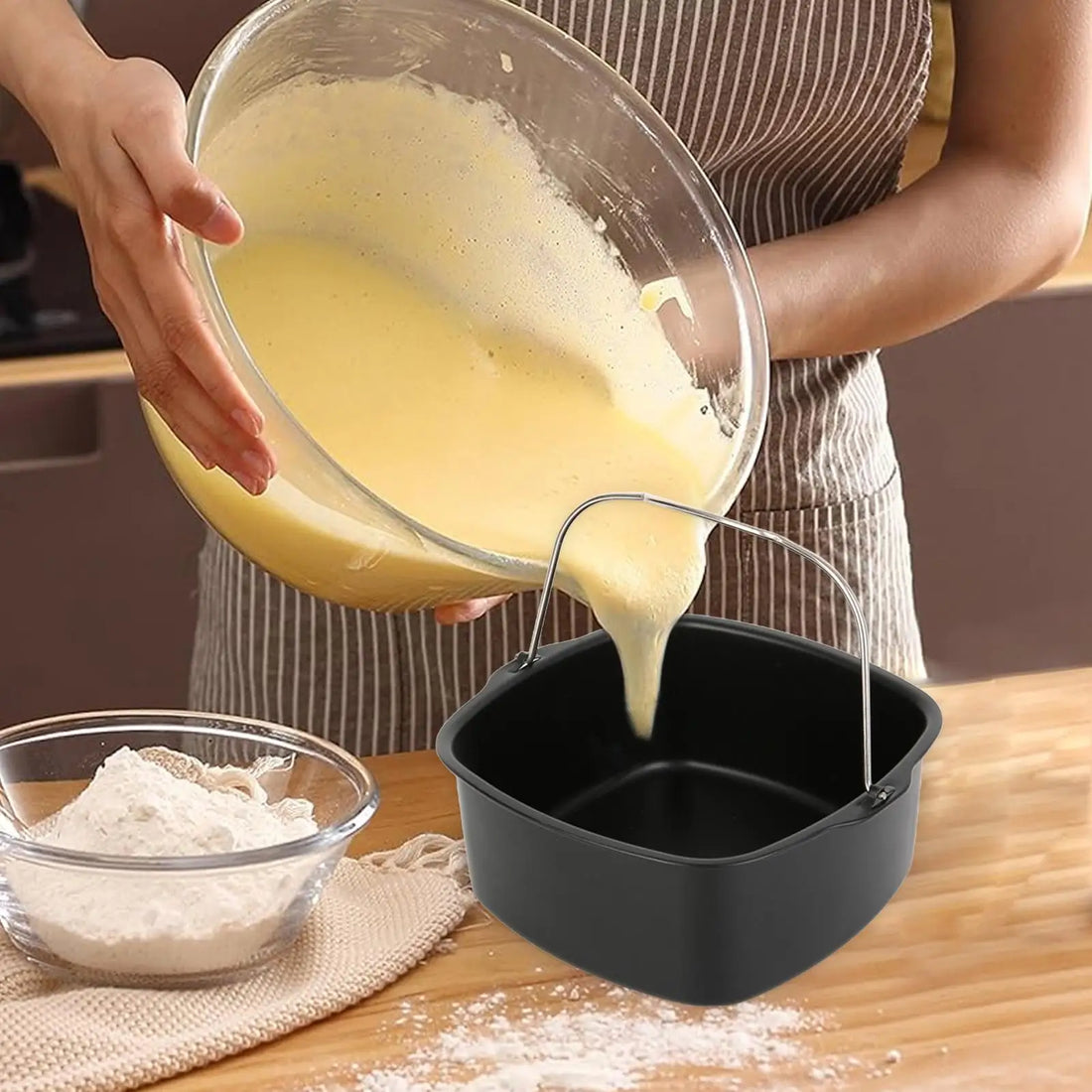 Air Fryer Cake Pans 7/8inch Non-stick Baking Tray Basket Cake Molds Heat Resistant Kitchen Cooking Tool Airfryer Accessories