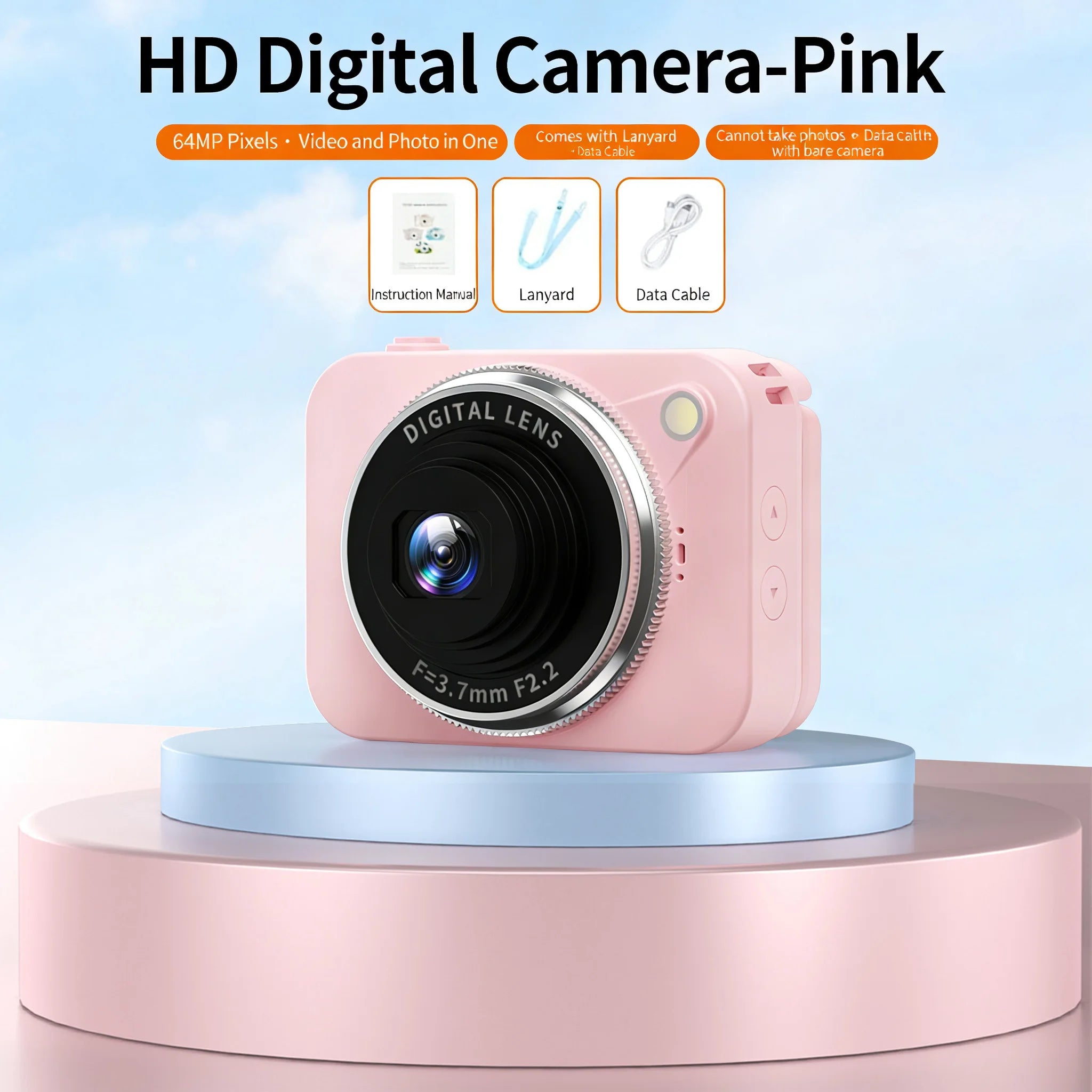 4K HD Pixel Camera 180° Flip-Up CCD Vlog Video Recorder for Selfies Student-Friendly Portable Compact Camera Gifts