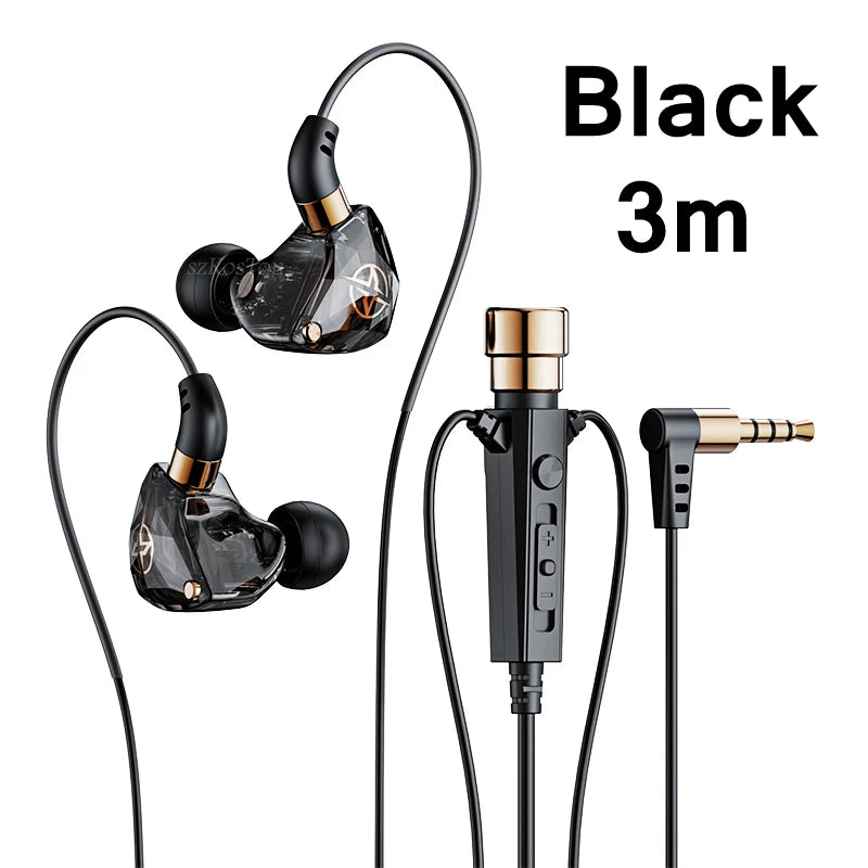 Wired HiFi Headphones with Mini Condenser Microphone Bass Dynamic Earphone Noise-Cancelling Headset for Sports Music Karaoke