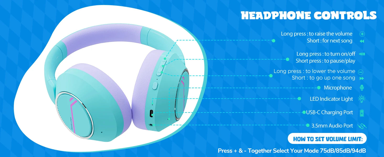 Wireless Bluetooth Kids Headphones