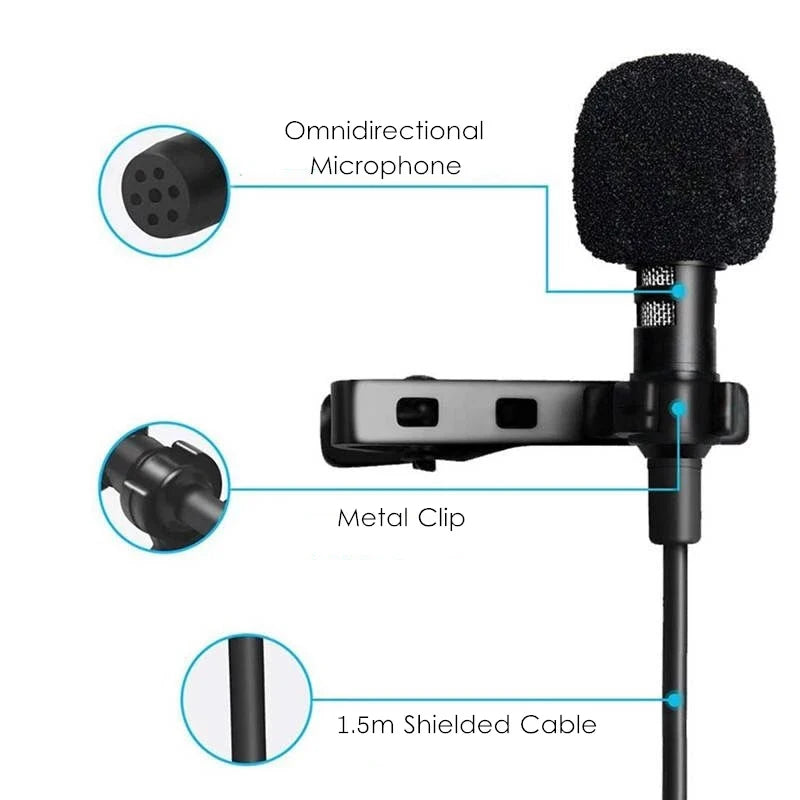 3.5mm Mini Microphone Type C Lapel Clip-on Microphone Portable USB Type-C 3.5mm Professional Micro Mic For DSLR Camera PC Laptop