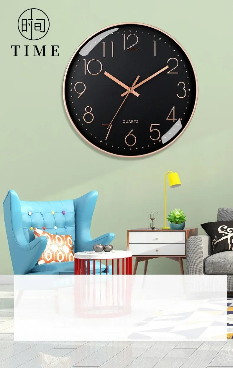 Round Wall Clock, Modern Silent 8 Inch Wall Clock, Quartz Movement Battery Powered, Decorate Home, School, Bedroom, Office