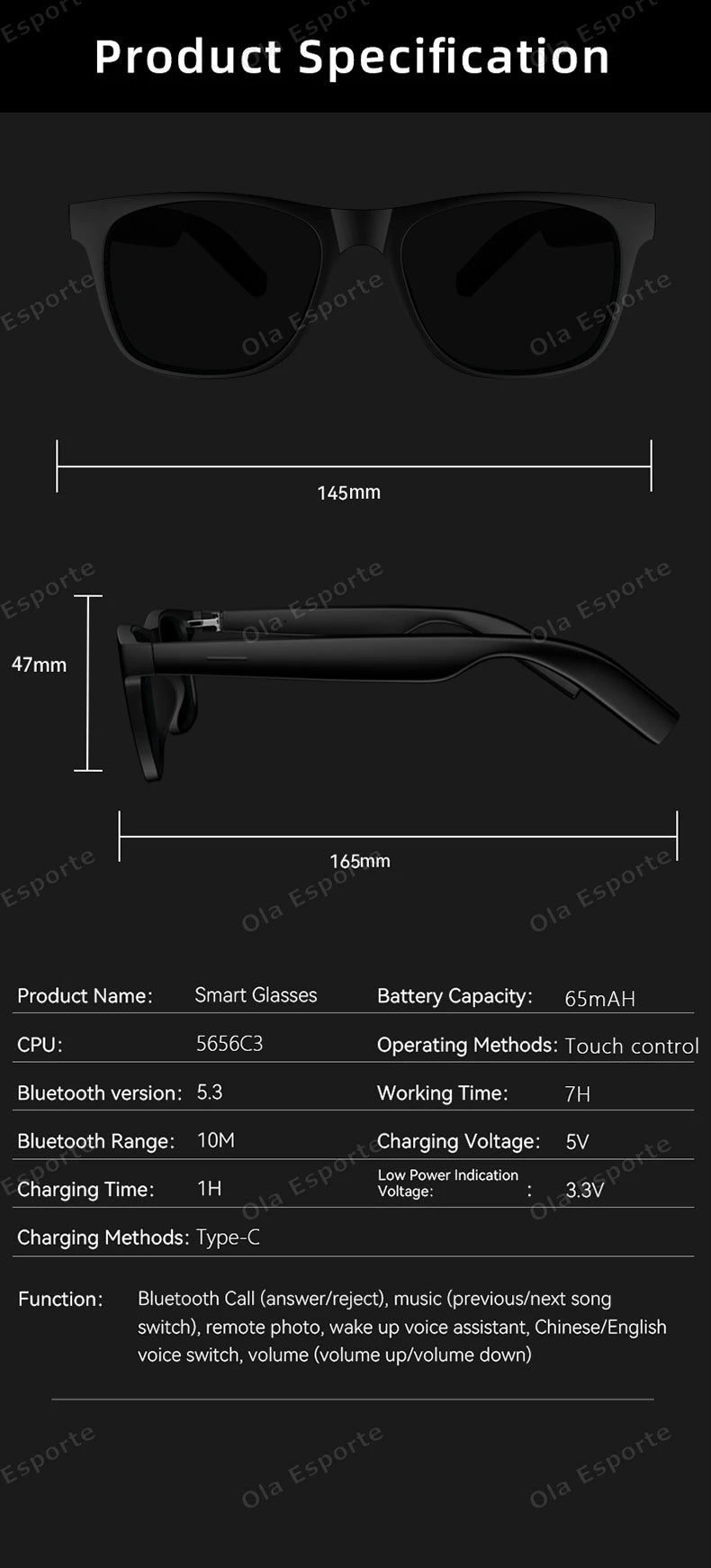 New Men's Smart Glasses Women's Bluetooth Glasses Voice Call Control Music UV Polarized Sunglasses Headphone Glasses Man 2025