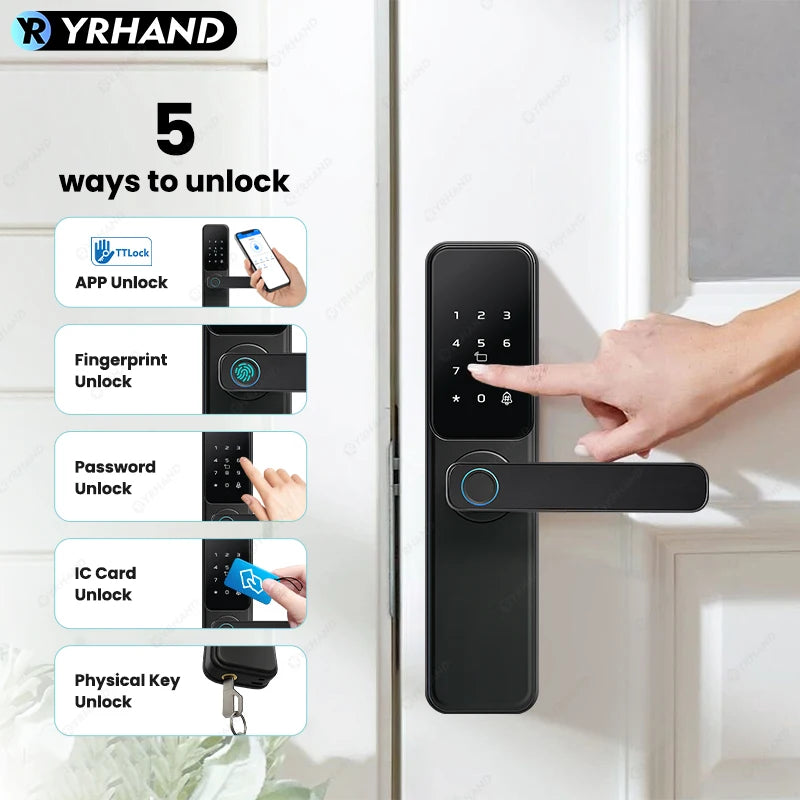 Bluetooth TTLock App Fingerprint Lock cerradura inteligente Touch Screen Smart Lock Security Digital Electronic Lock For Home