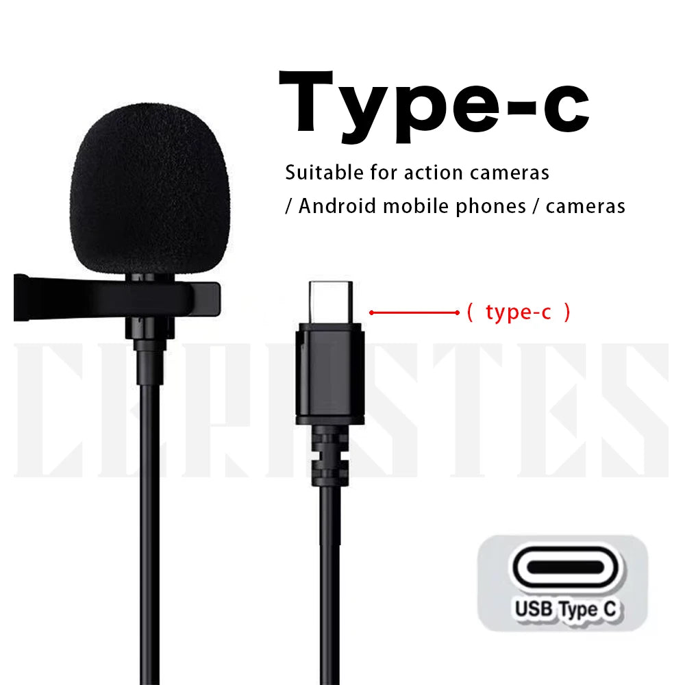 High-fidelity external wired microphone for cameras mobile phones computers Lighting Type-C Micro USB interface Microphone HD
