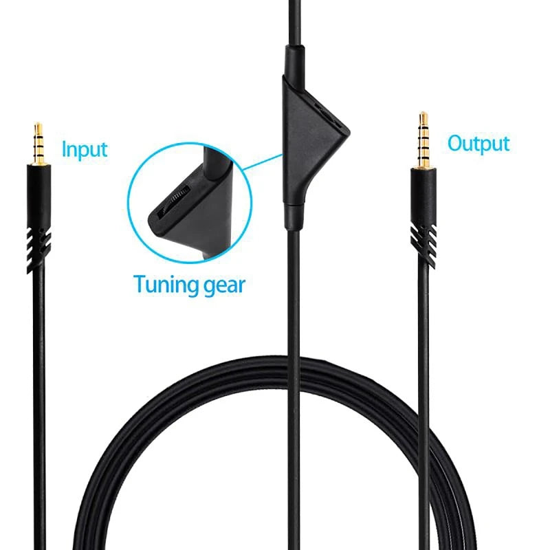 Replacement Black Audio Cable for Logitech Astro A10 A30 A40 A40TR Headphone Accessories Extension Cord with Mute Volume Control