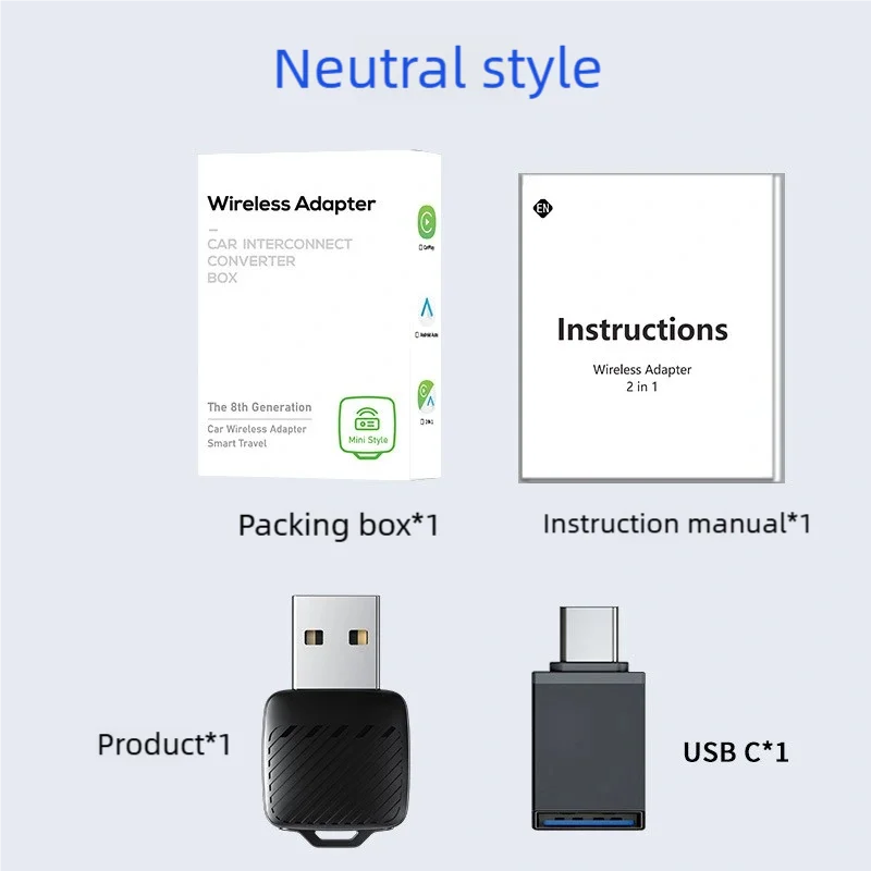 Wireless CarPlay/Android Auto Adapter Wired To Wireless, 5GHz WiFi5,USB/type-c Plug and Play, for 99% Wired CarPlay/Auto Cars