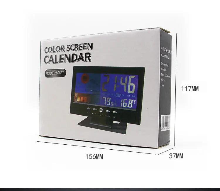 Electronic Alarm Clock Digital Alarm Clock Weather Station Time Temperature Humidity Display Clock with USB Cable Sound Control