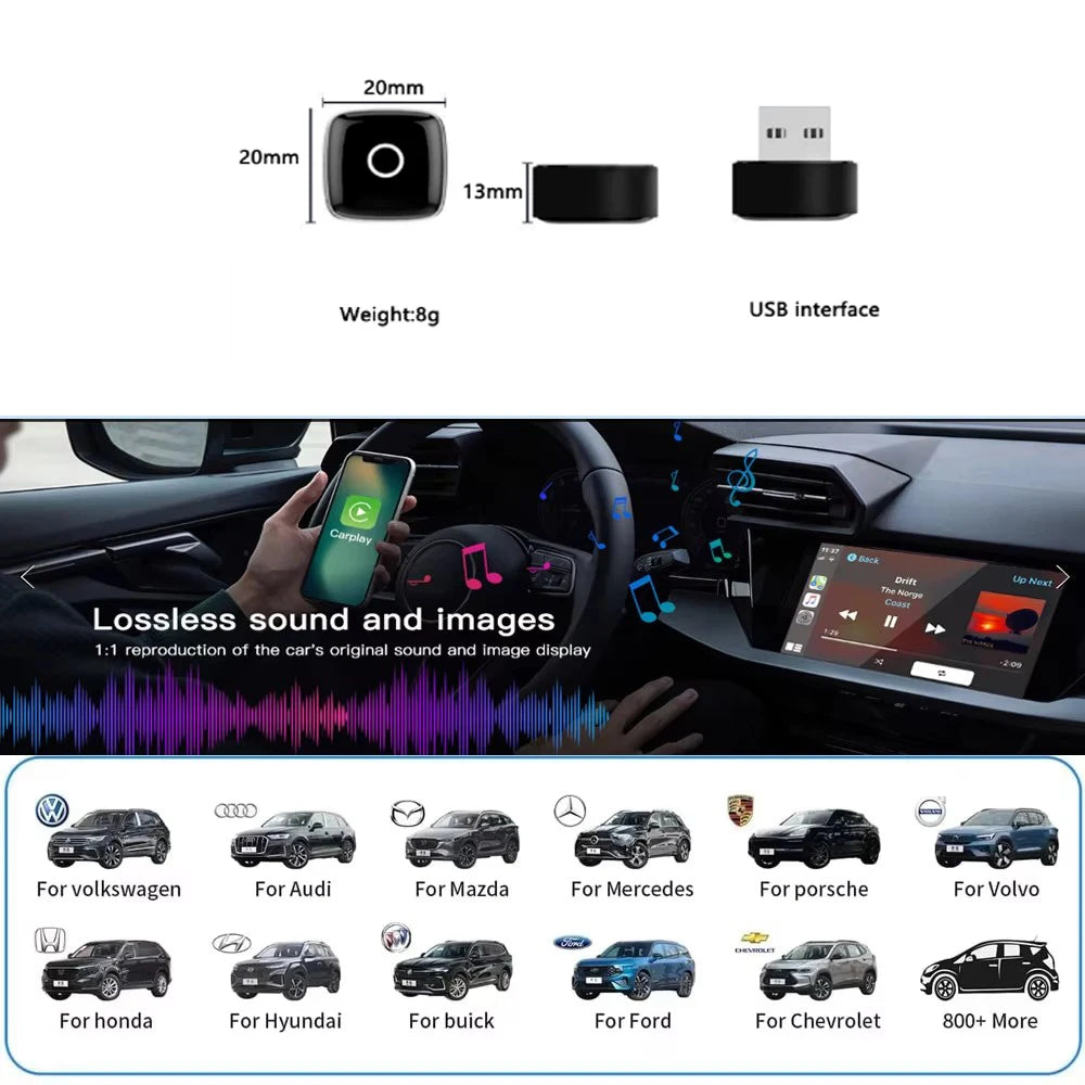 Skilldrive 2025 Upgraded Wireless CarPlay Adapter Wireless Android Auto AI Smart Box Intelligent Systems for Wired CarPlay Car