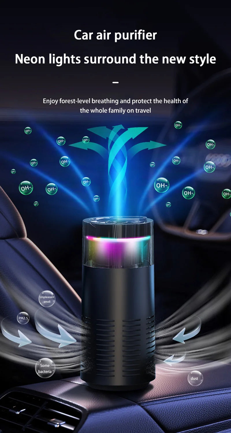 Car Air Purifier Rapid purification Removing Formaldehyde Odors Inside Car Negative Ion Ambient Light Car Air Purifier 2026
