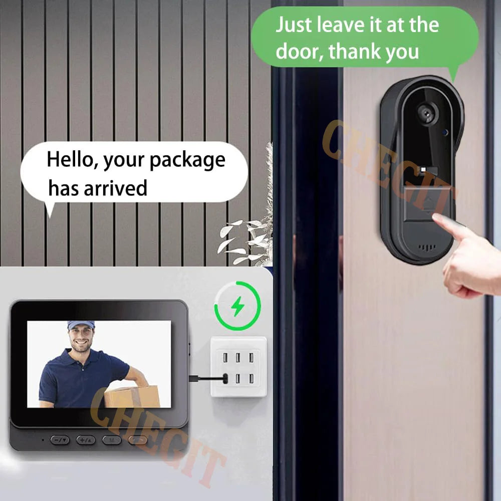 Wireless Video Doorbell Camera Bundle Smart Security with Night Vision 2.4G WiFi HD Motion Detection Cloud Storage