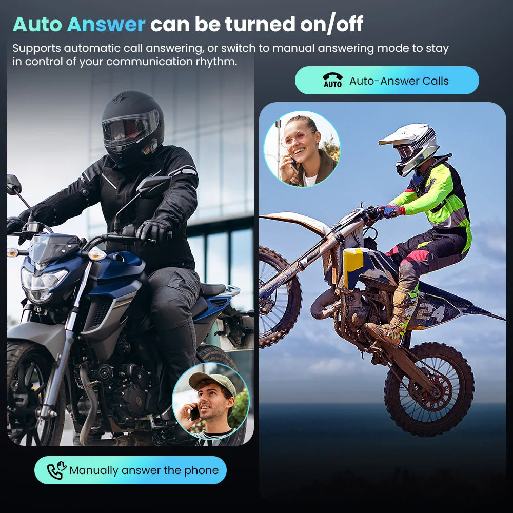 GEARELEC G1 Motorcycle Helmet Bluetooth Headset Hands Free Call IPX67 Waterproof 1000mAh Headset Speakers HiFi Stereo RGB Light