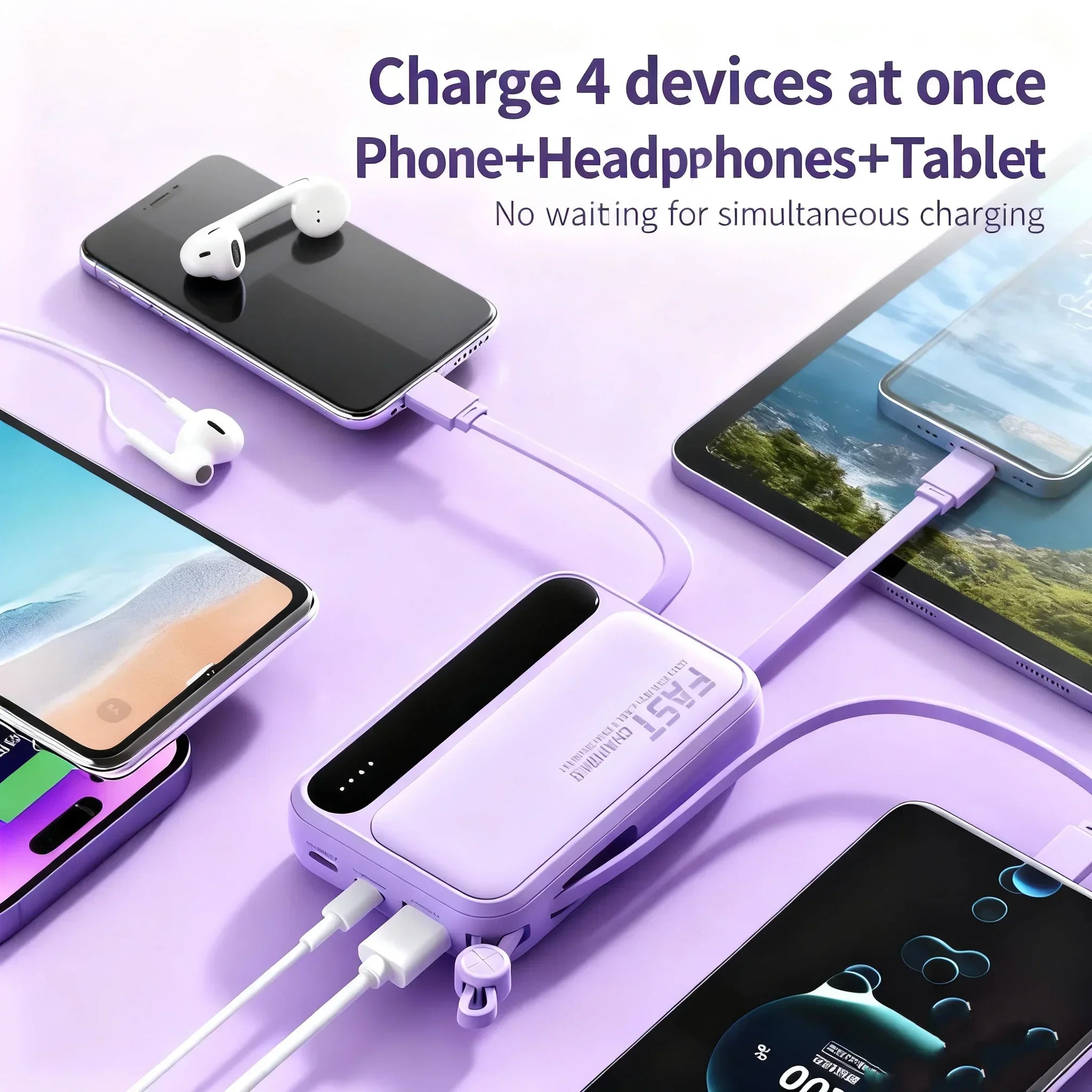 Large Capacity 500000mAh Power Bank 120W 4-in-1 Cables Intelligent Digital Display Portable  Powerbank for iPhone