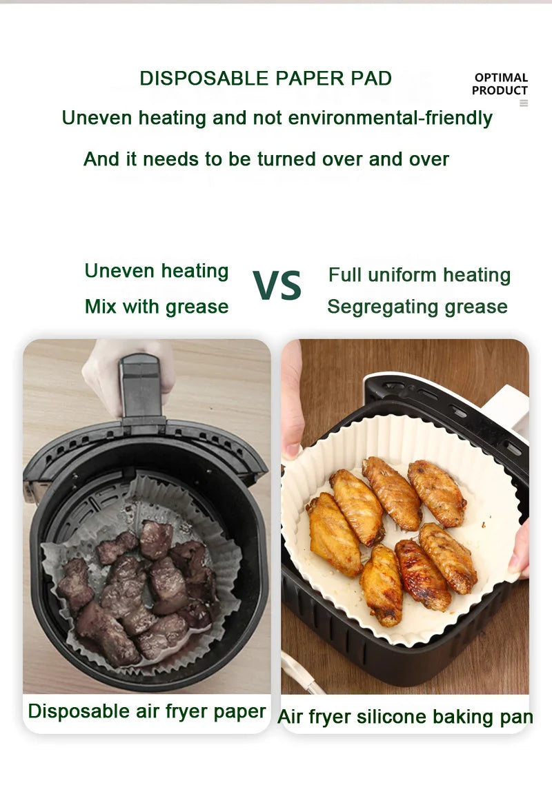 Air Fryer Baking Tray Reusable silicone baking basket Grill Pan food-grade safe non-stick fryers ovens microwave oven