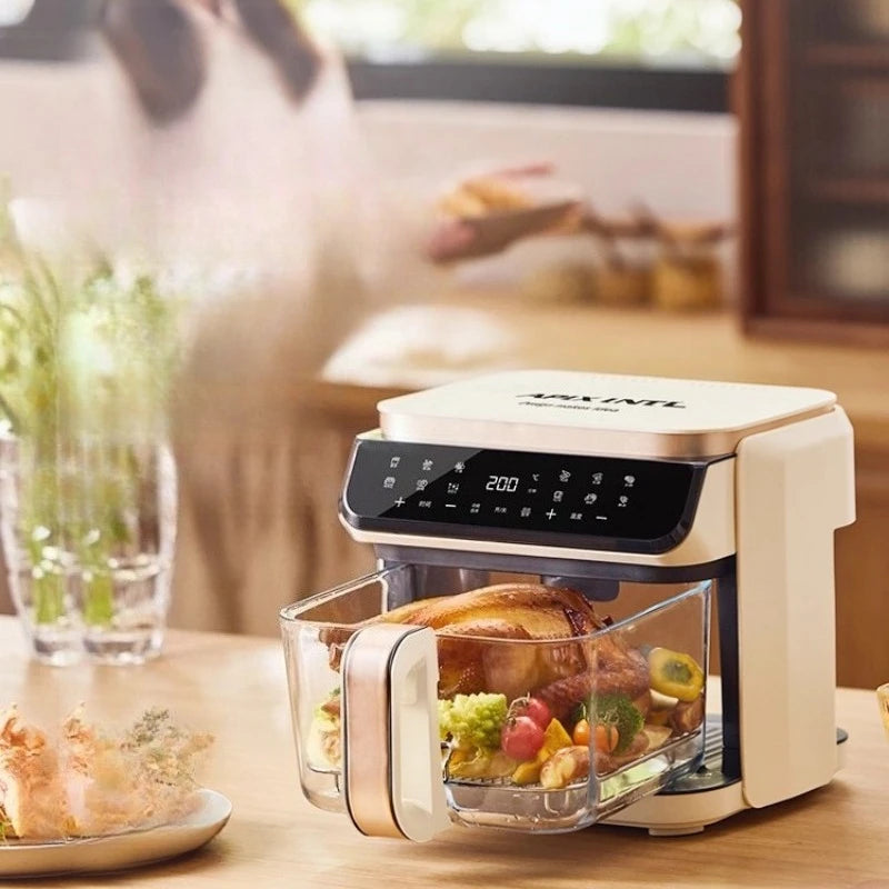 6L air fryer transparent visual household no-turn-over high boron glass liner water tender baking machine