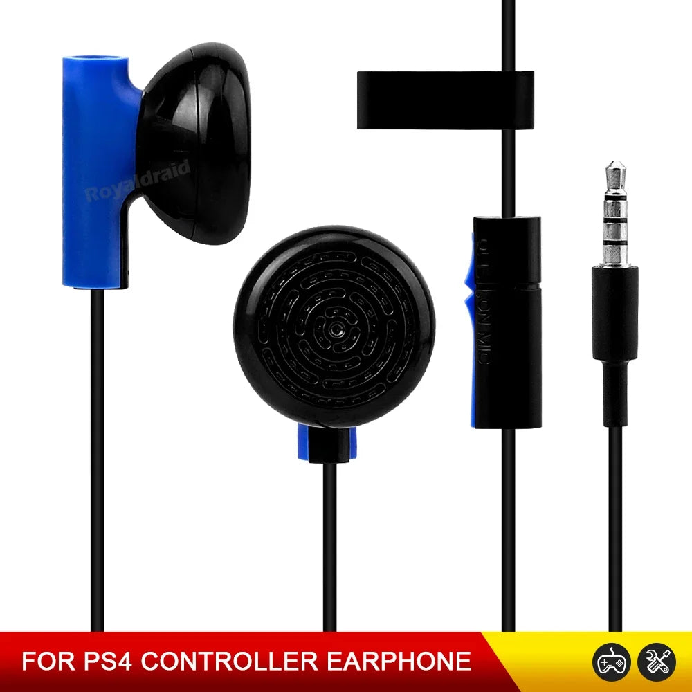 1PCS Game Headset With Microphone Mono Chat Earbud Headset for PS4 Controller Earphone Gaming Headphone Black Blue