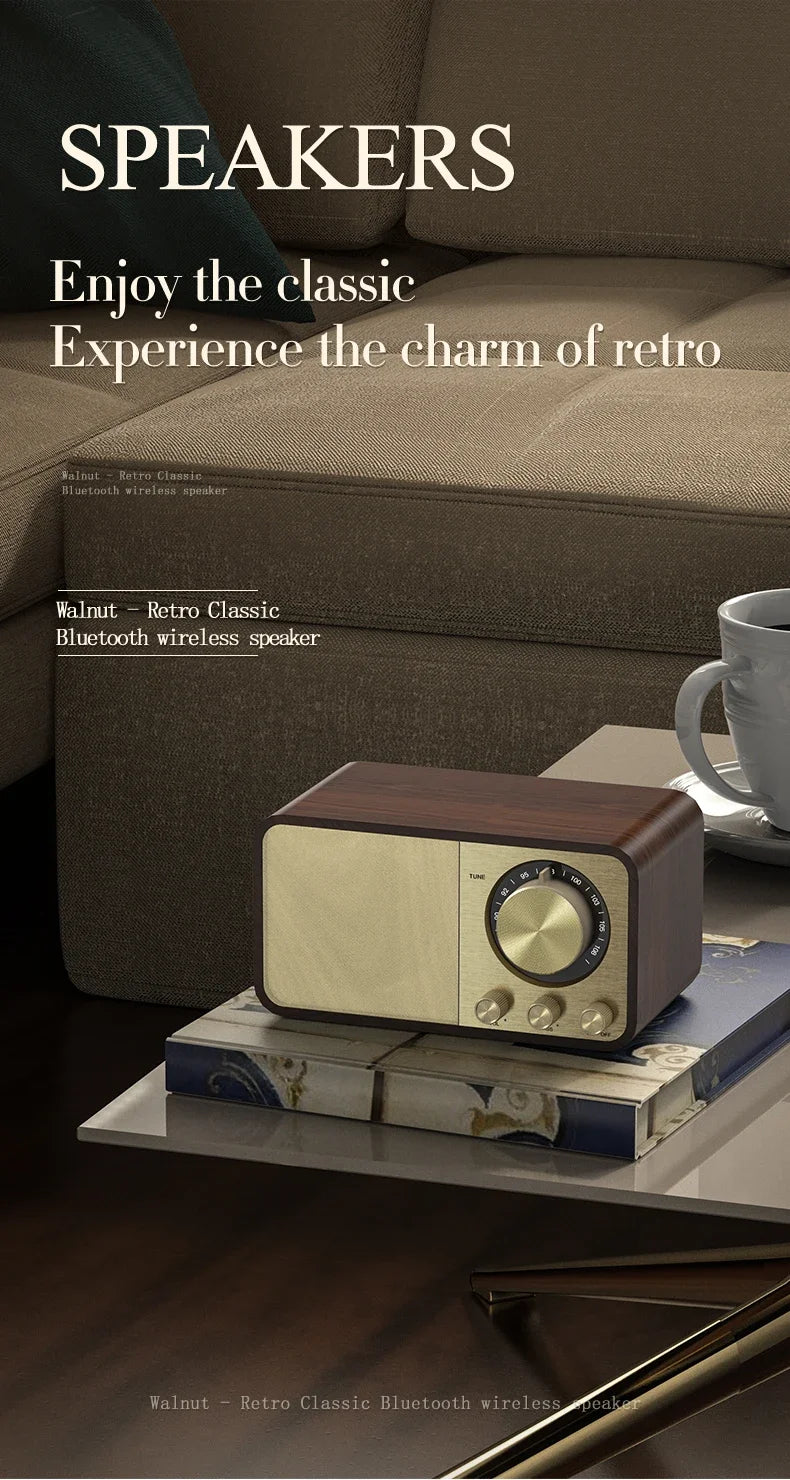 Nostalgic Bluetooth Speaker Bluetooth Sound Retro Classic Speaker Retro Radio Wireless Bluetooth 5.0 Wooden Portable Subwoofer