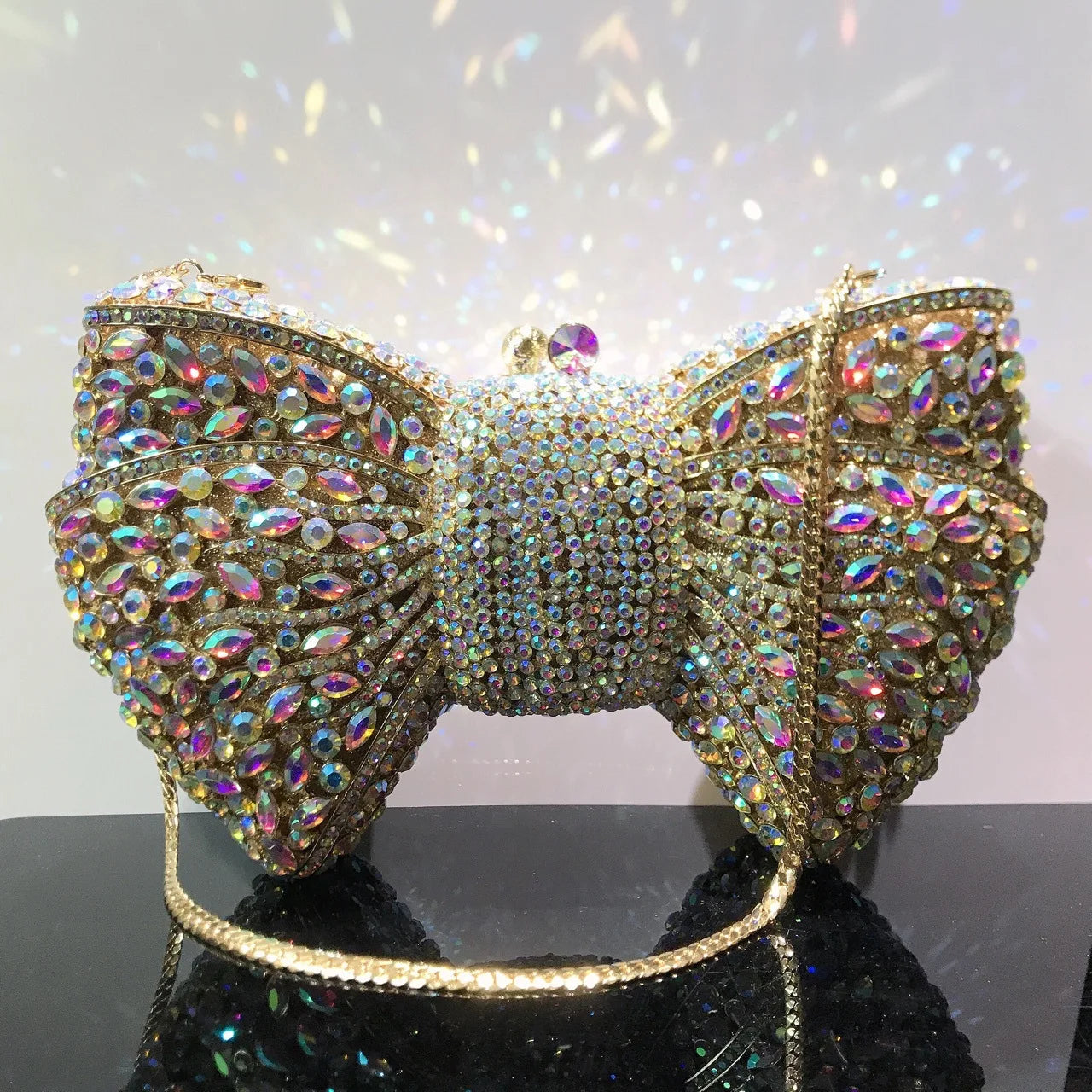 Newest Rhinestone Green/Black Clutch Purse Bow Luxury Diamond Women Red Evening Clutches Bags Wedding Bridal Bag Stones Handbags