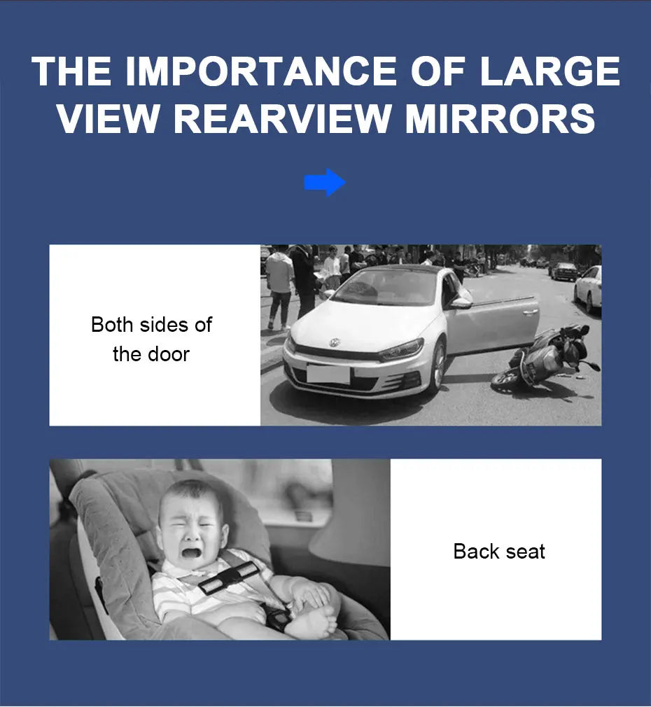 SEAMETAL Car Baby Mirrors Interior Rear View Mirror Wide Angle Convex Rearview Mirror Anti Glare Large Vision Auxiliary Monitor