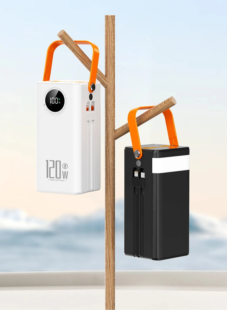 Super Fast Charging 160,000 MAh Power Bank Comes with Line Outdoor Camping Large Capacity BCAK Mobile Power Supply 50000mah