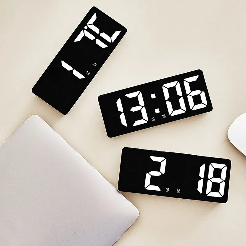 Acrylic/Mirror Digital Alarm Clock Voice Control Snooze Night Mode Table Clock 12/24H Anti-disturb Funtion Electronic LED Clock