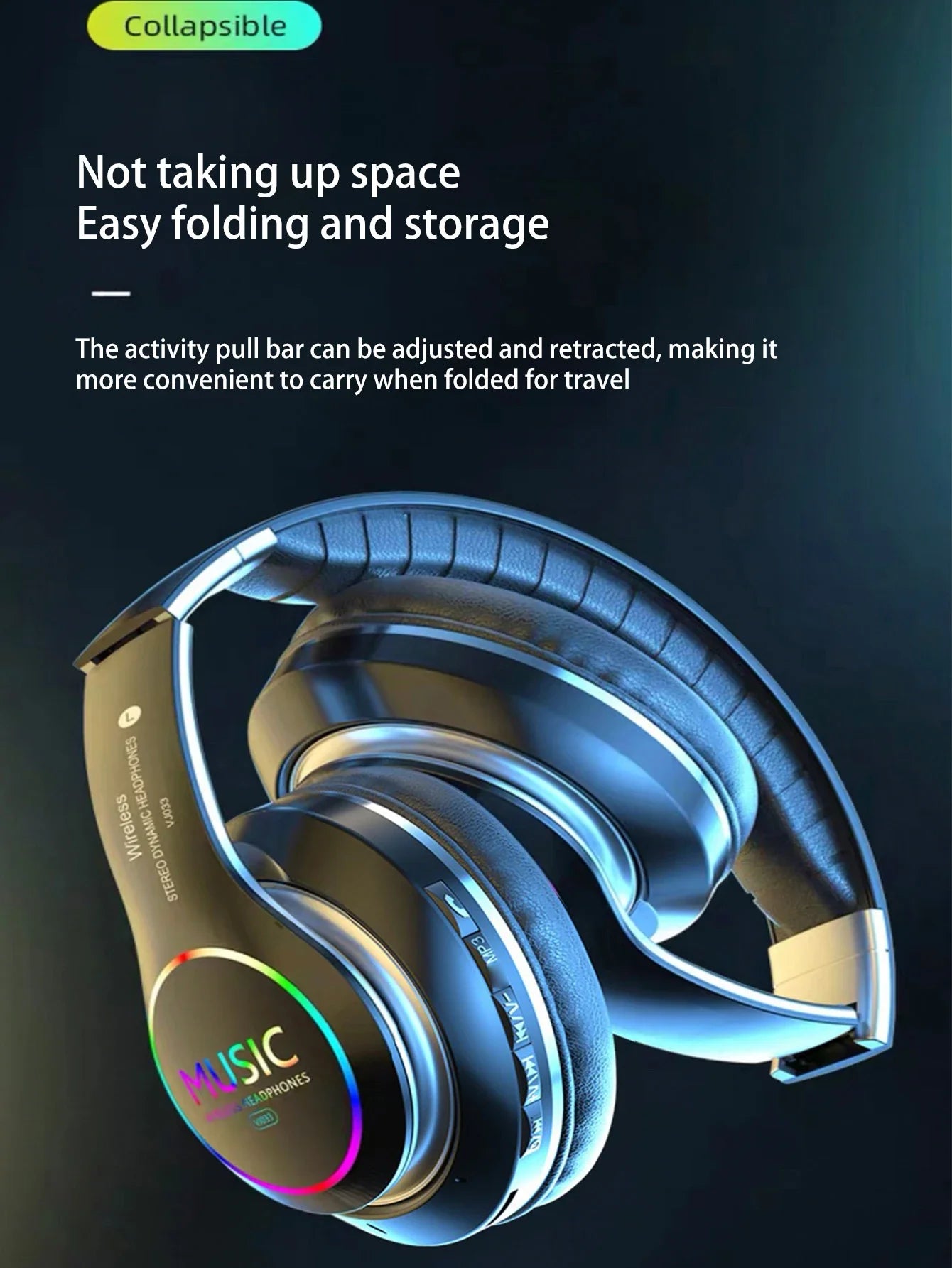 Wireless Bluetooth 5.0 Headphone With Microphone On-Ear Headset Stereo Sound Earphones Sports Office Foldable Headphones Game