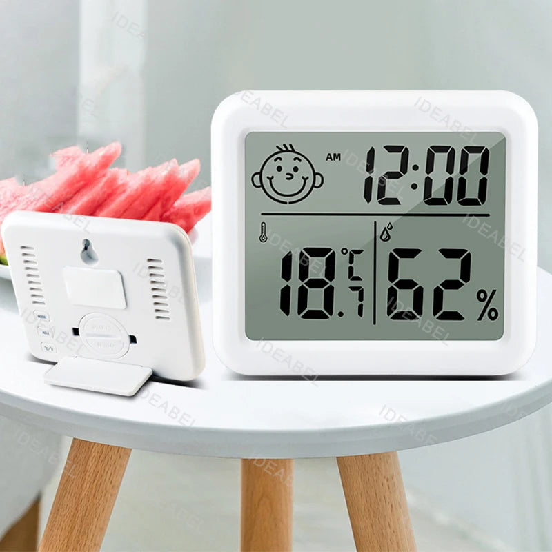 Thermohygrometer Ultra-thin Simple Smart Home Electronic Digital Thermometer Hygrometer LCD Digital Wall Clock