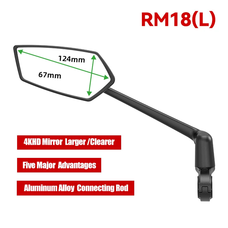 RBRL Bicycle Handlebar Rearview Mirror Automotive-Grade Wide Angle Ultra Clear Bike Mirror 360 Rotatable for Electric Scooter