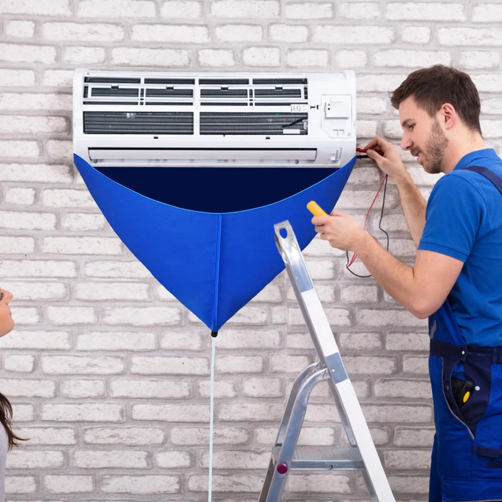 Split Air Conditioner Cleaning Cover Dust Clean Wall-Mounted AC Wash Bag Kit With Drain Pipe Household Accessories