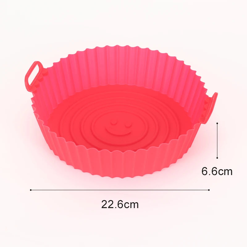 22cm Air Fryers Oven Baking Tray Fried Chicken Basket Mat AirFryer Silicone Pot Square Replacemen Grill Pan Accessories Tool