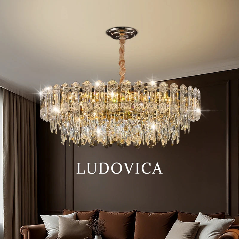 Modern Living Room High Ceiling Chandelier Crystal LED Chandelier Designer Nordic Dining Room Lamp Lighting