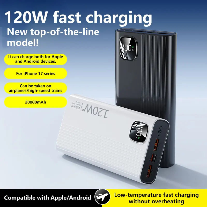 500000mAh Power Bank 120W Super Fast Charging Portable Mobile Power Digital Display Ultralarge Capacity External Battery 2026