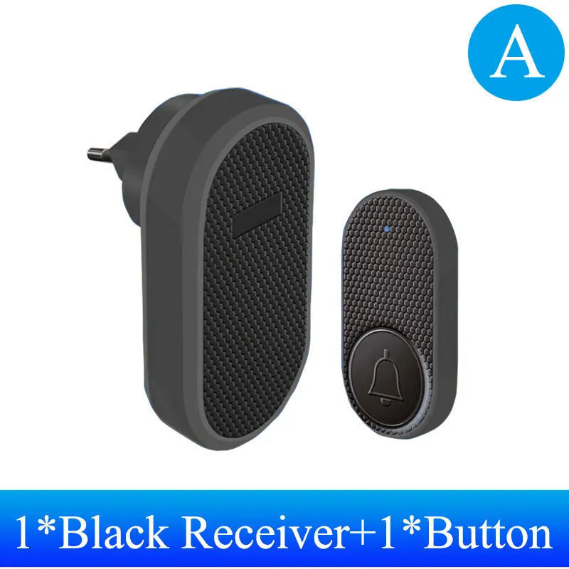 Smart Welcome Doorbell Wireless Door Bell Chime Guests Button 32 Songs Home Alarm Reminder Receiver Black Fashion