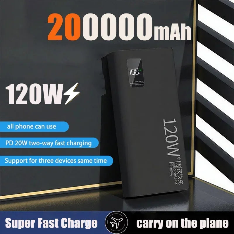 500000mAh 120W Power Bank Большая емкость Супер быстрая зарядка батареи Зарядка